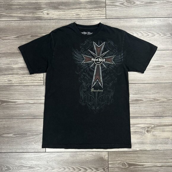 Vintage Y2K Hard Rock Cafe Barcelona Cyber Grunge T Shirt - Picture 1 of 5